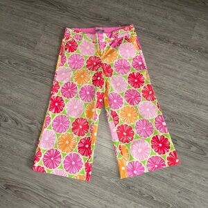 Lilly Pulitzer Sz. 0 Palm Beach Fit Juice Stand Print Capri Cotton/Spandex LNC